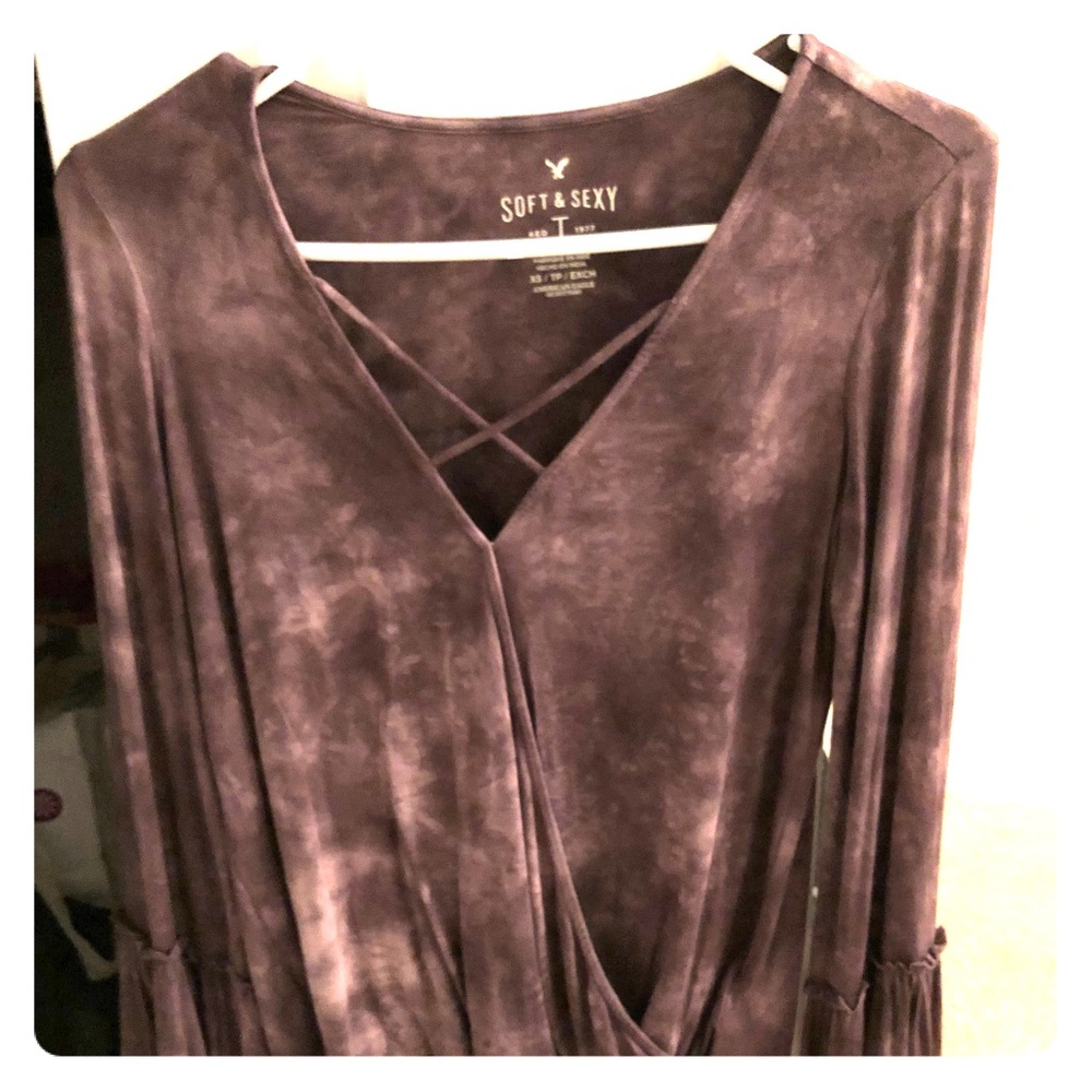 American Eagle Soft & Sexy bell sleeved purple top